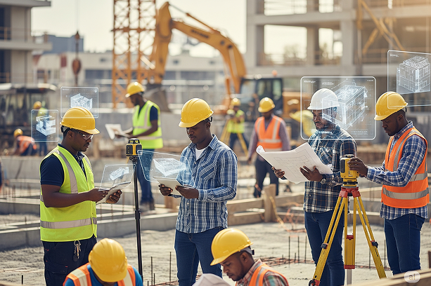 Construction site with digital planning