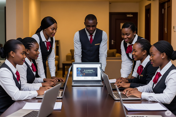 Staff undergoing e-learning for hospitality